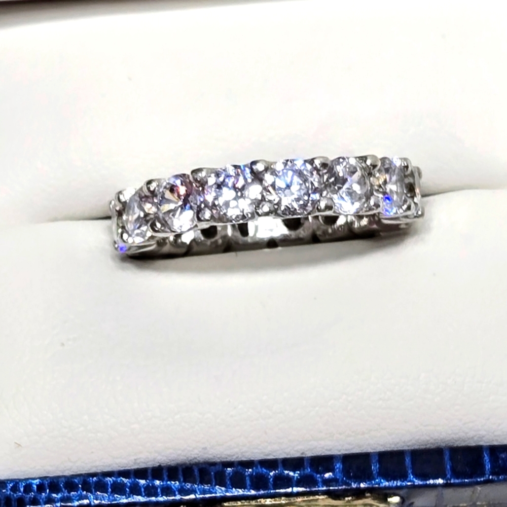 925 STERLING  CZ ETERNITY BAND RING